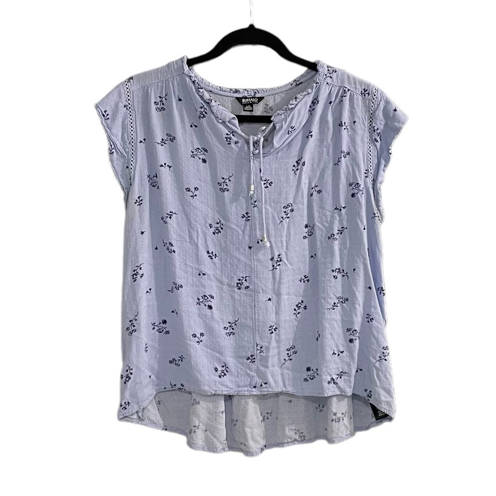 BUFFALO Floral Print Sleeveless Blouse Blue Large